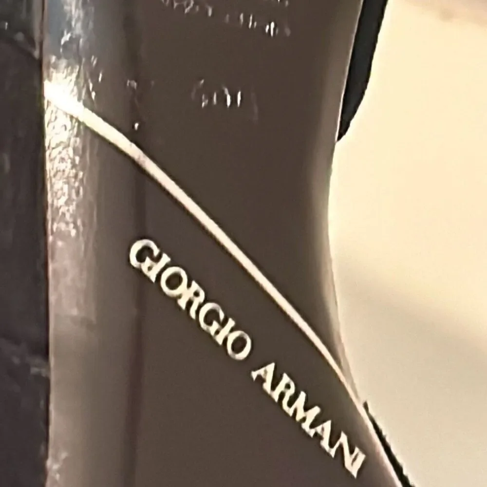 Giorgio Armani Women's 40.5 Black Suede Ankle Strap Cutout Pump Heels Evening
